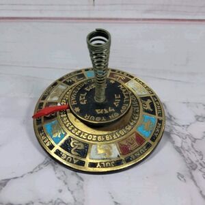 Vintage Metal Zodiac Calendar Desk Decor Made in‎ Israel